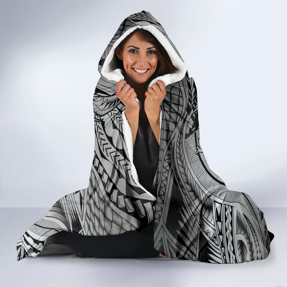 Personalised Aloha King Kamehameha Spirits Hooded Blanket Grey Special LT9 - Polynesian Pride