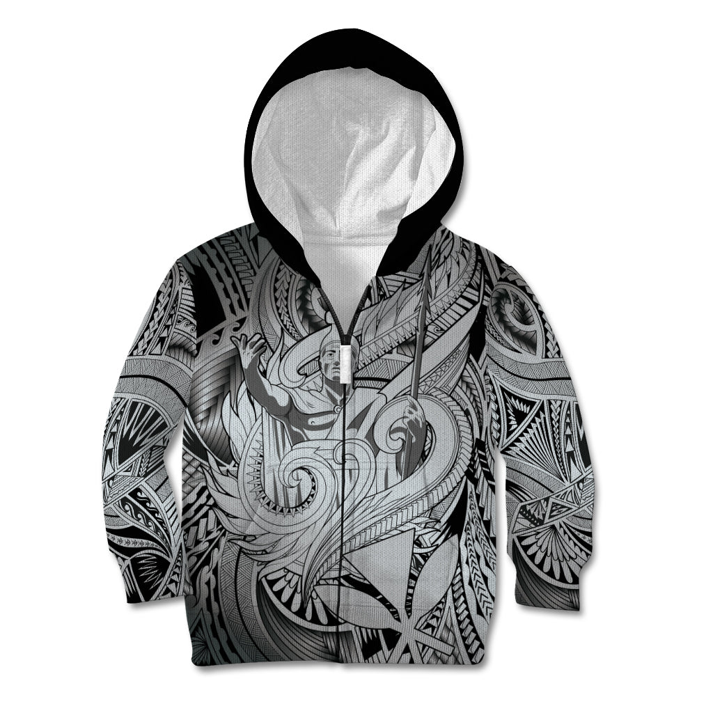 Personalised Aloha King Kamehameha Spirits Kid Hoodie Grey Special LT9 Zip Hoodie Grey - Polynesian Pride