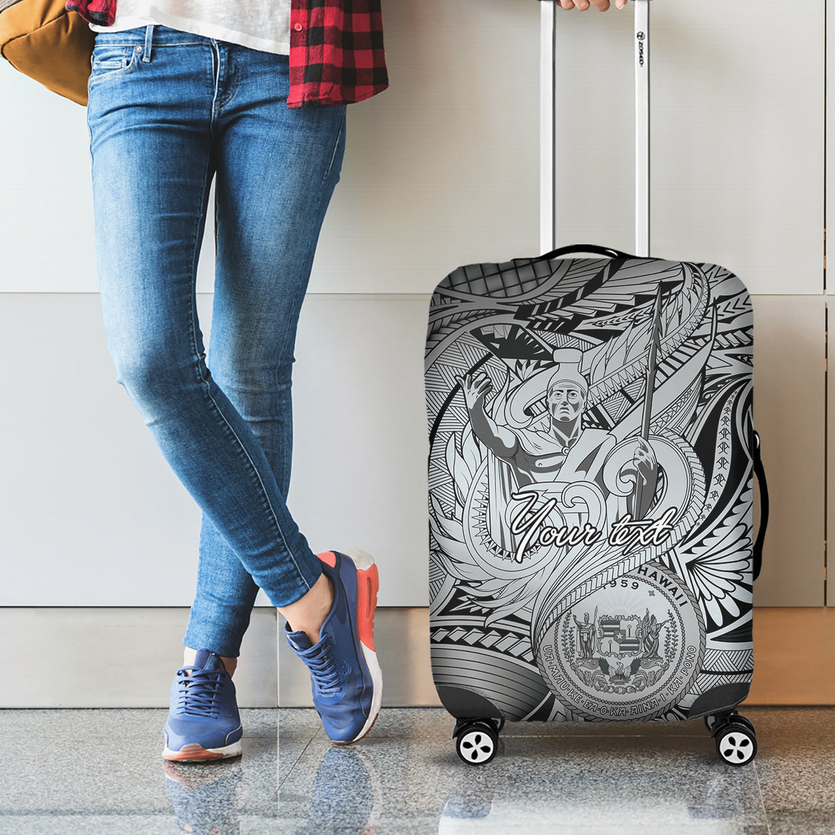 Personalised Aloha King Kamehameha Spirits Luggage Cover Grey Special