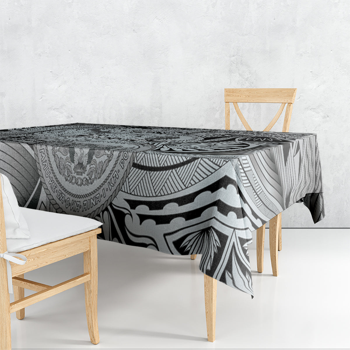 Personalised Aloha King Kamehameha Spirits Tablecloth Grey Special LT9 - Polynesian Pride
