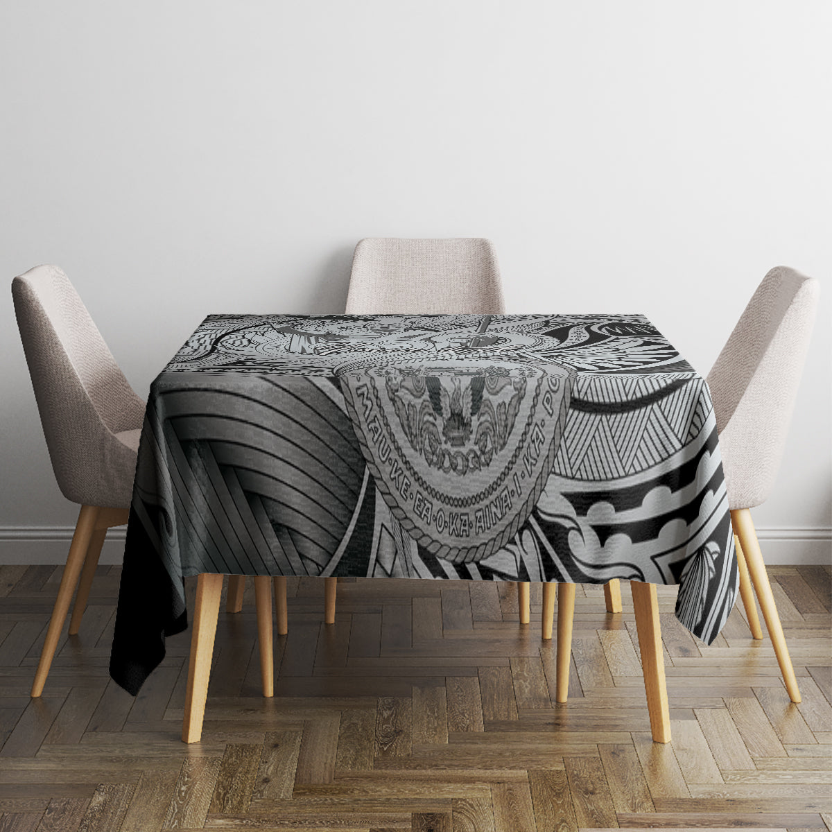 Personalised Aloha King Kamehameha Spirits Tablecloth Grey Special LT9 - Polynesian Pride