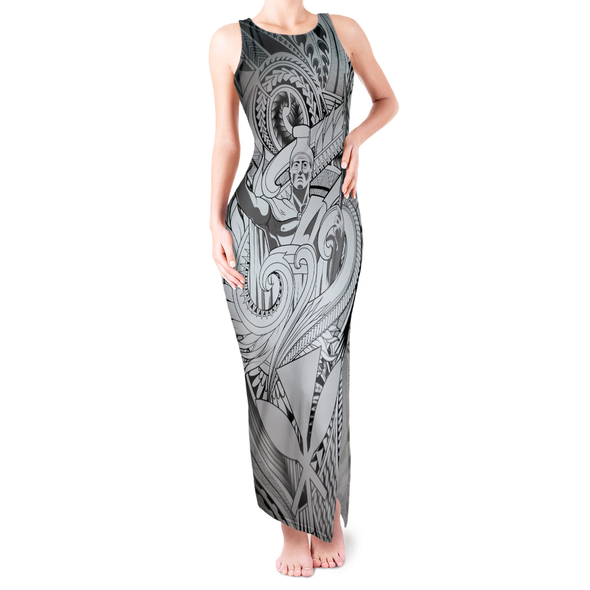 Personalised Aloha King Kamehameha Spirits Tank Maxi Dress Grey Special LT9 Women Grey - Polynesian Pride