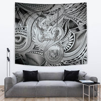Personalised Aloha King Kamehameha Spirits Tapestry Grey Special LT9 Grey - Polynesian Pride