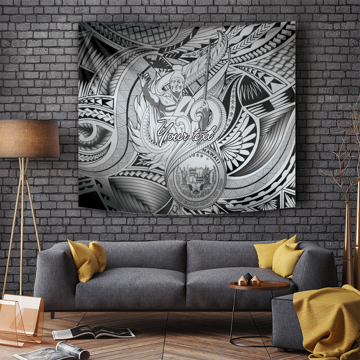 Personalised Aloha King Kamehameha Spirits Tapestry Grey Special LT9 - Polynesian Pride