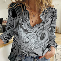 Personalised Aloha King Kamehameha Spirits Women Casual Shirt Grey Special LT9 Female Grey - Polynesian Pride