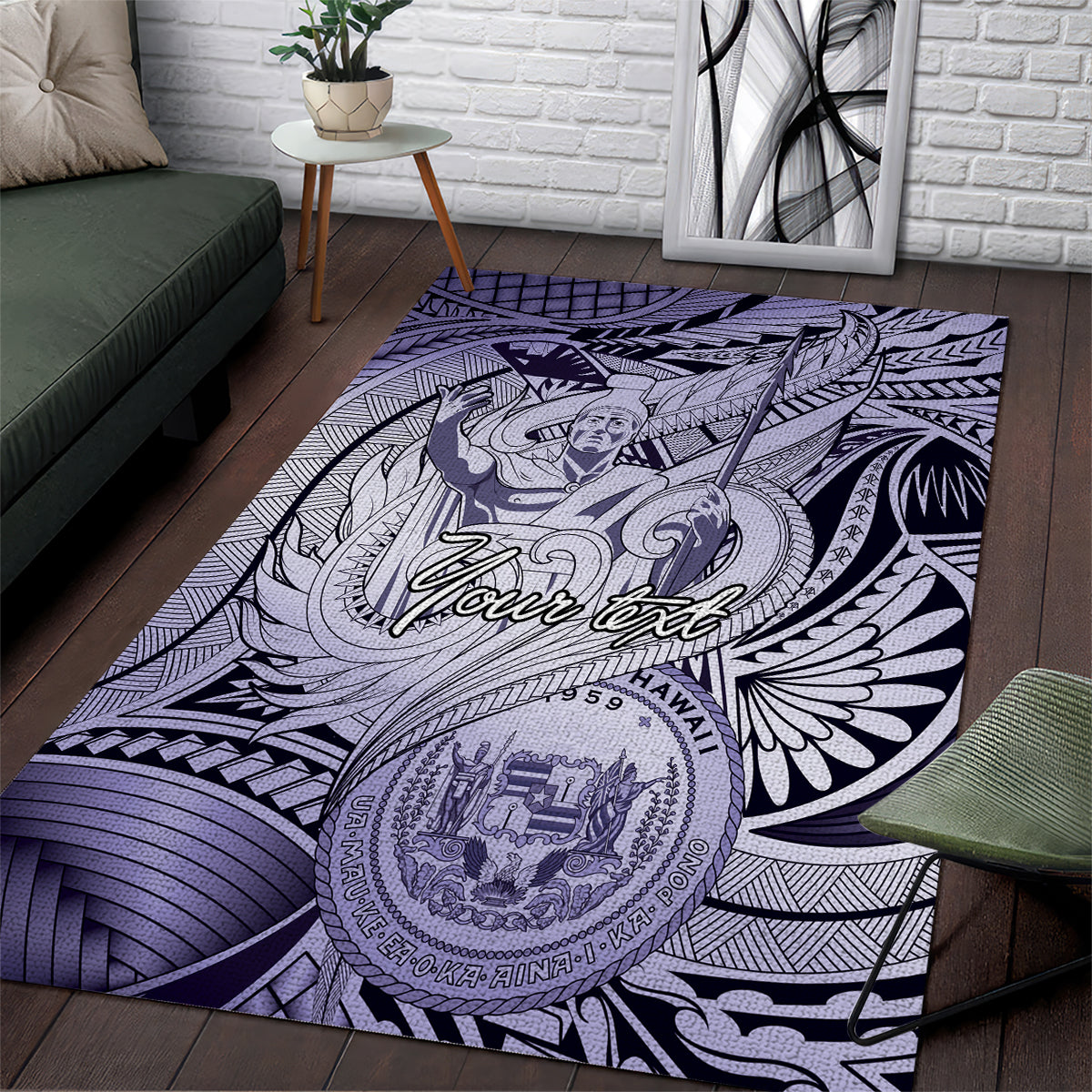 Personalised Aloha King Kamehameha Spirits Area Rug Violet Special
