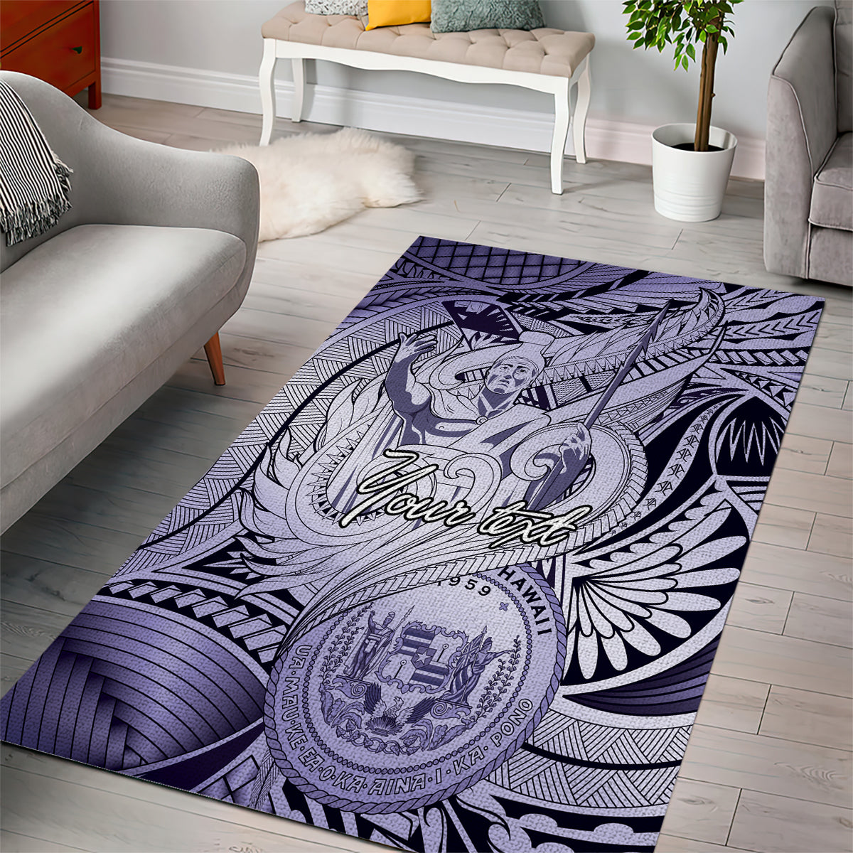 Personalised Aloha King Kamehameha Spirits Area Rug Violet Special