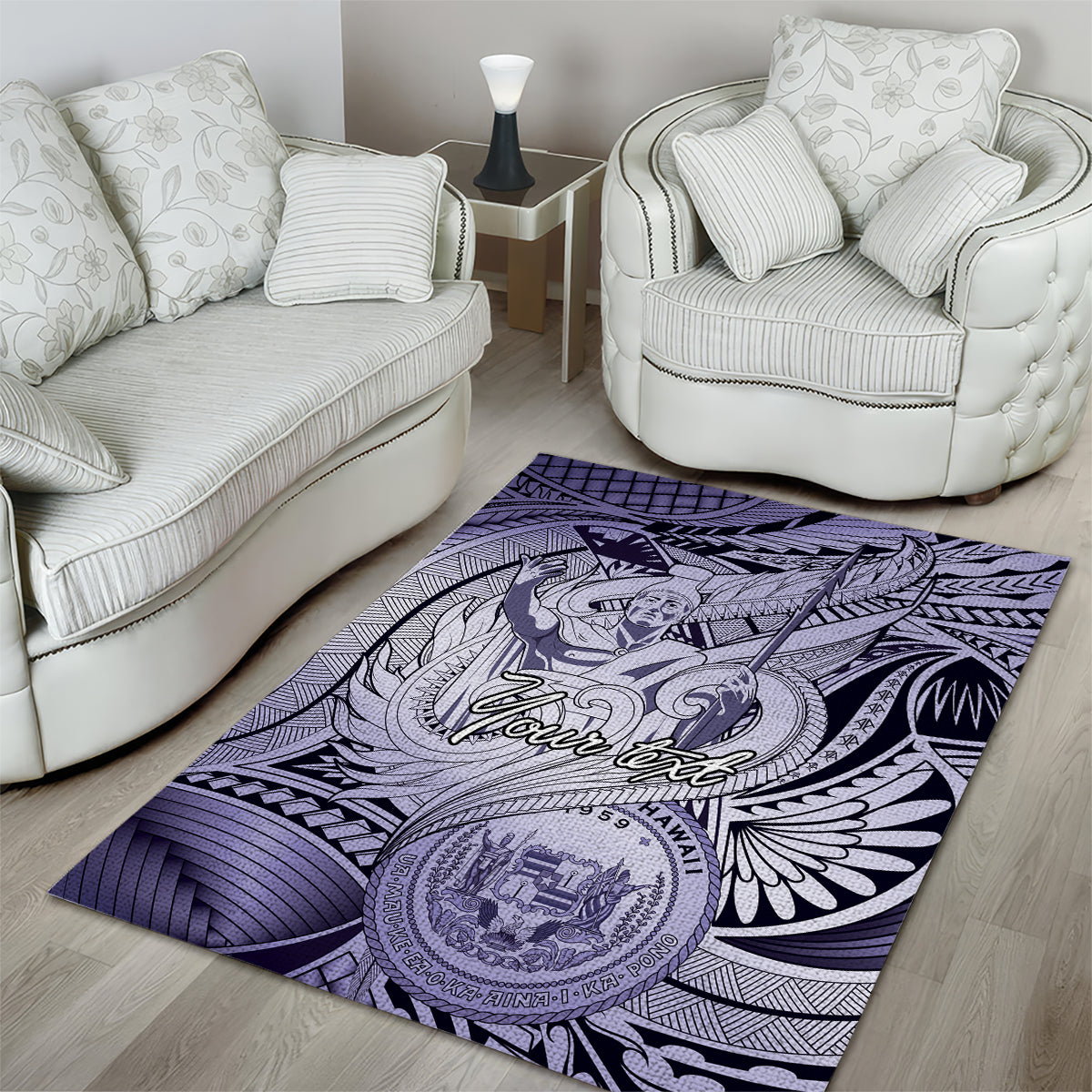 Personalised Aloha King Kamehameha Spirits Area Rug Violet Special