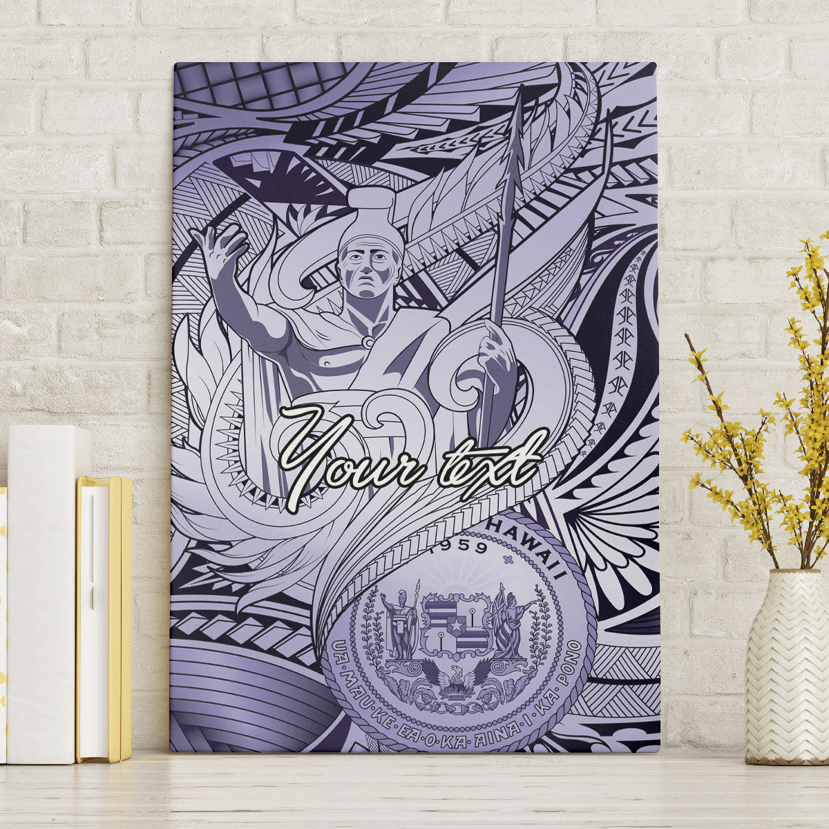 Personalised Aloha King Kamehameha Spirits Canvas Wall Art Violet Special LT9 Without Frame Violet - Polynesian Pride