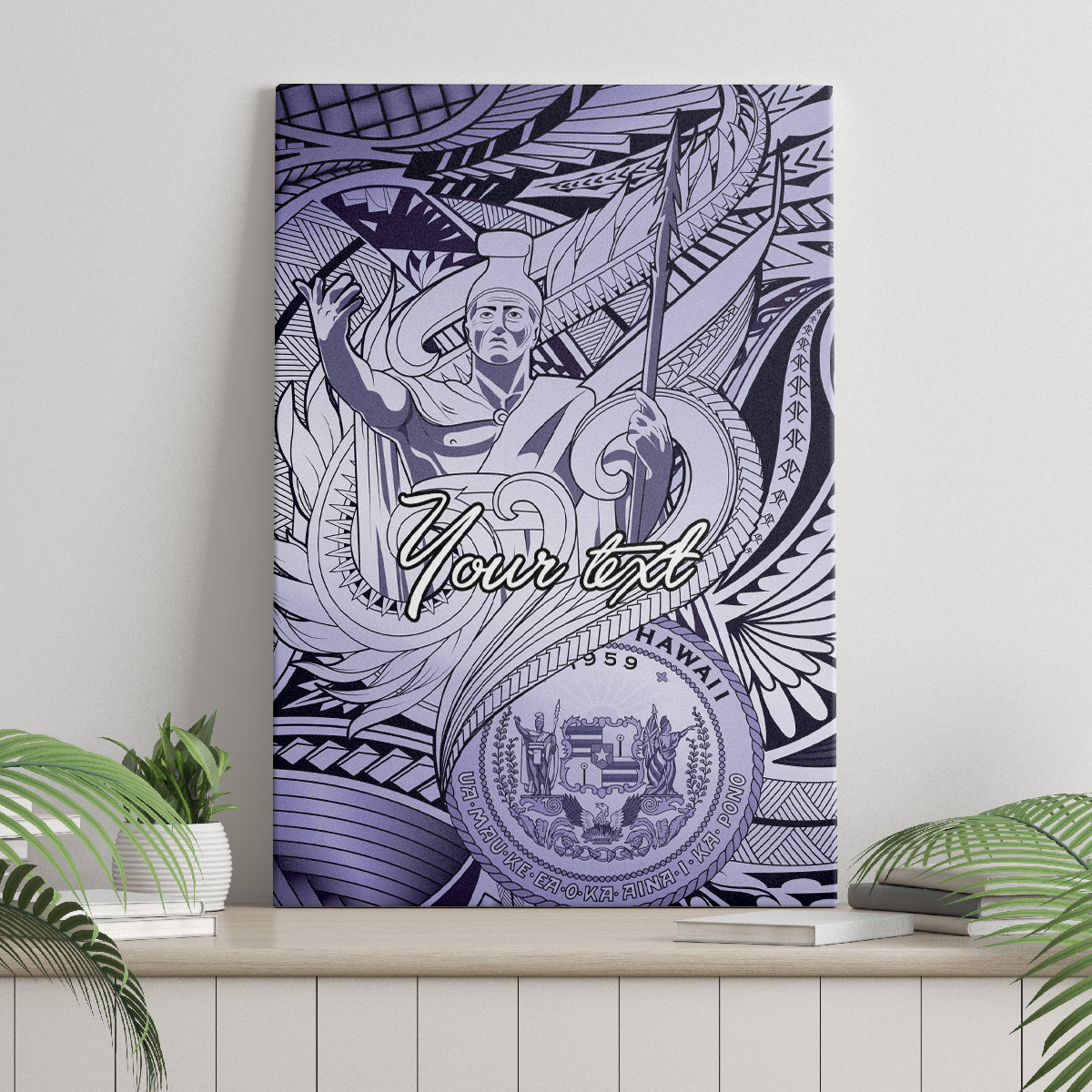 Personalised Aloha King Kamehameha Spirits Canvas Wall Art Violet Special LT9 - Polynesian Pride