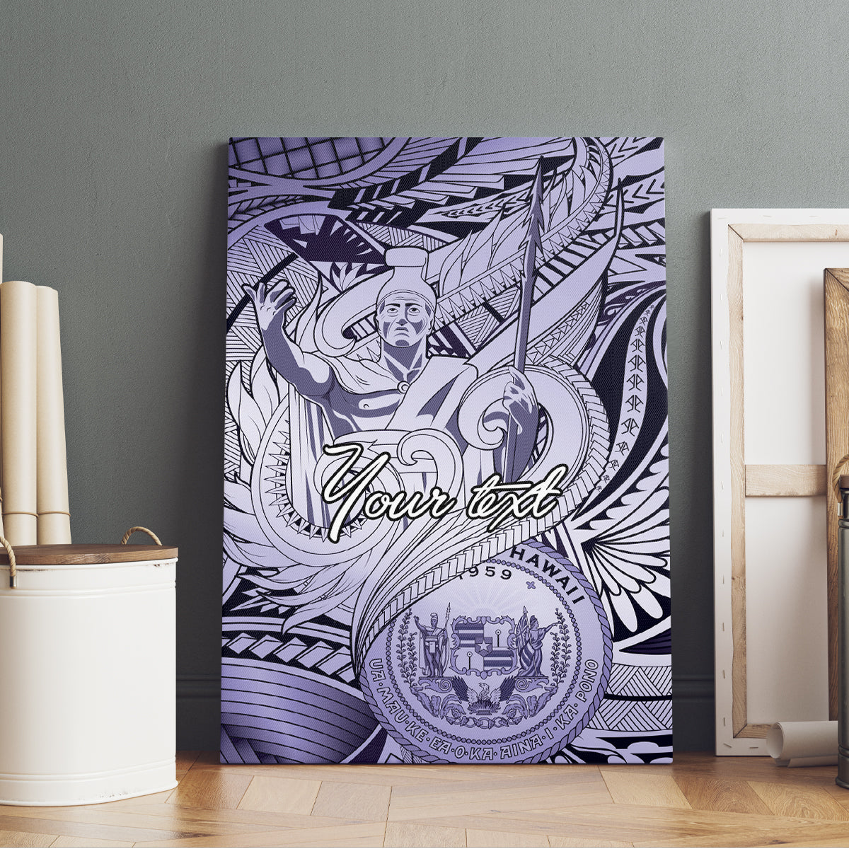 Personalised Aloha King Kamehameha Spirits Canvas Wall Art Violet Special LT9 - Polynesian Pride