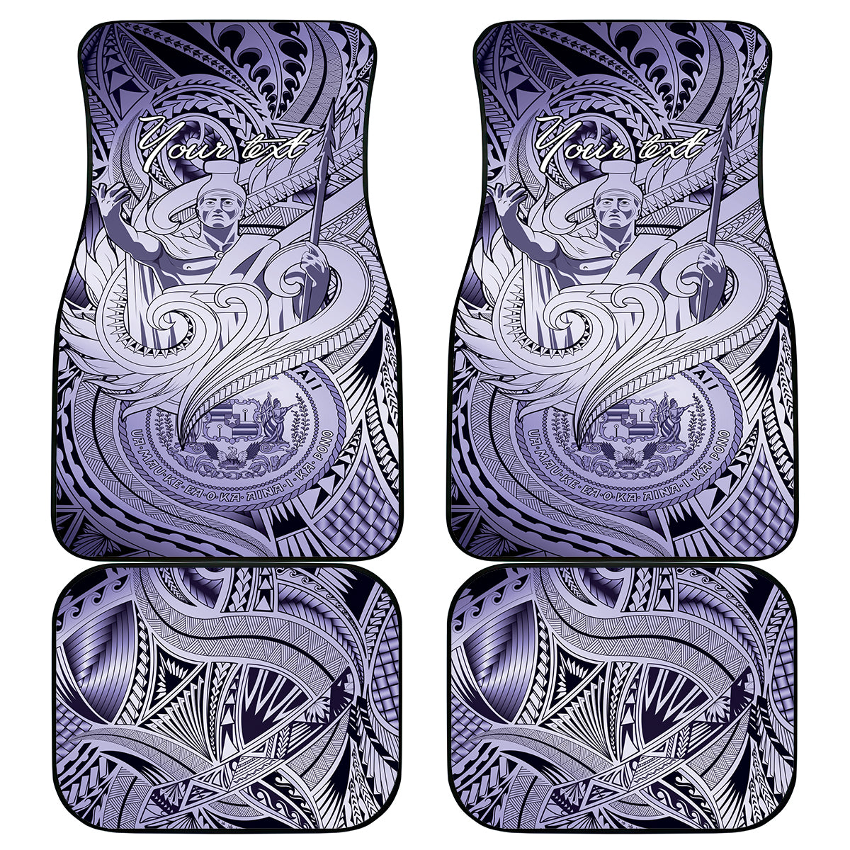 Personalised Aloha King Kamehameha Spirits Car Mats Violet Special LT9 - Polynesian Pride