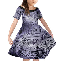 Personalised Aloha King Kamehameha Spirits Family Matching Mermaid Dress and Hawaiian Shirt Violet Special LT9 Daughter's Dress Violet - Polynesian Pride