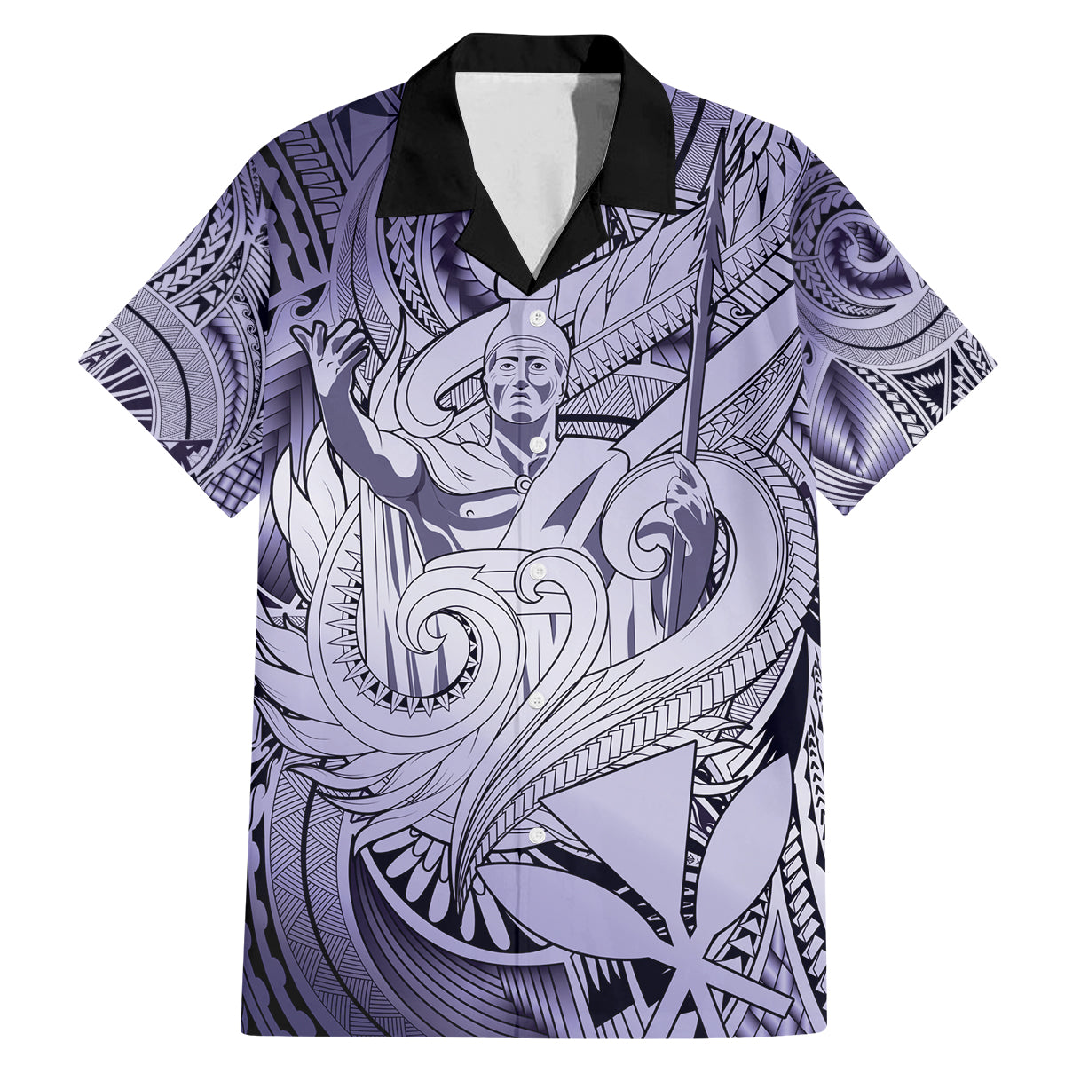 Personalised Aloha King Kamehameha Spirits Family Matching Mermaid Dress and Hawaiian Shirt Violet Special LT9 Dad's Shirt - Short Sleeve Violet - Polynesian Pride