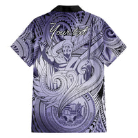 Personalised Aloha King Kamehameha Spirits Family Matching Off Shoulder Long Sleeve Dress and Hawaiian Shirt Violet Special LT9 - Polynesian Pride