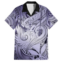 Personalised Aloha King Kamehameha Spirits Family Matching Off Shoulder Short Dress and Hawaiian Shirt Violet Special LT9 Dad's Shirt - Short Sleeve Violet - Polynesian Pride