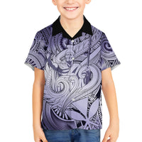 Personalised Aloha King Kamehameha Spirits Family Matching Summer Maxi Dress and Hawaiian Shirt Violet Special LT9 Son's Shirt Violet - Polynesian Pride