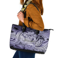 Personalised Aloha King Kamehameha Spirits Leather Tote Bag Violet Special LT9 Violet - Polynesian Pride