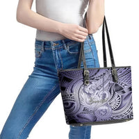 Personalised Aloha King Kamehameha Spirits Leather Tote Bag Violet Special LT9 - Polynesian Pride