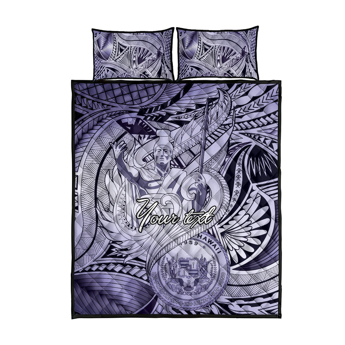 Personalised Aloha King Kamehameha Spirits Quilt Bed Set Violet Special LT9 - Polynesian Pride