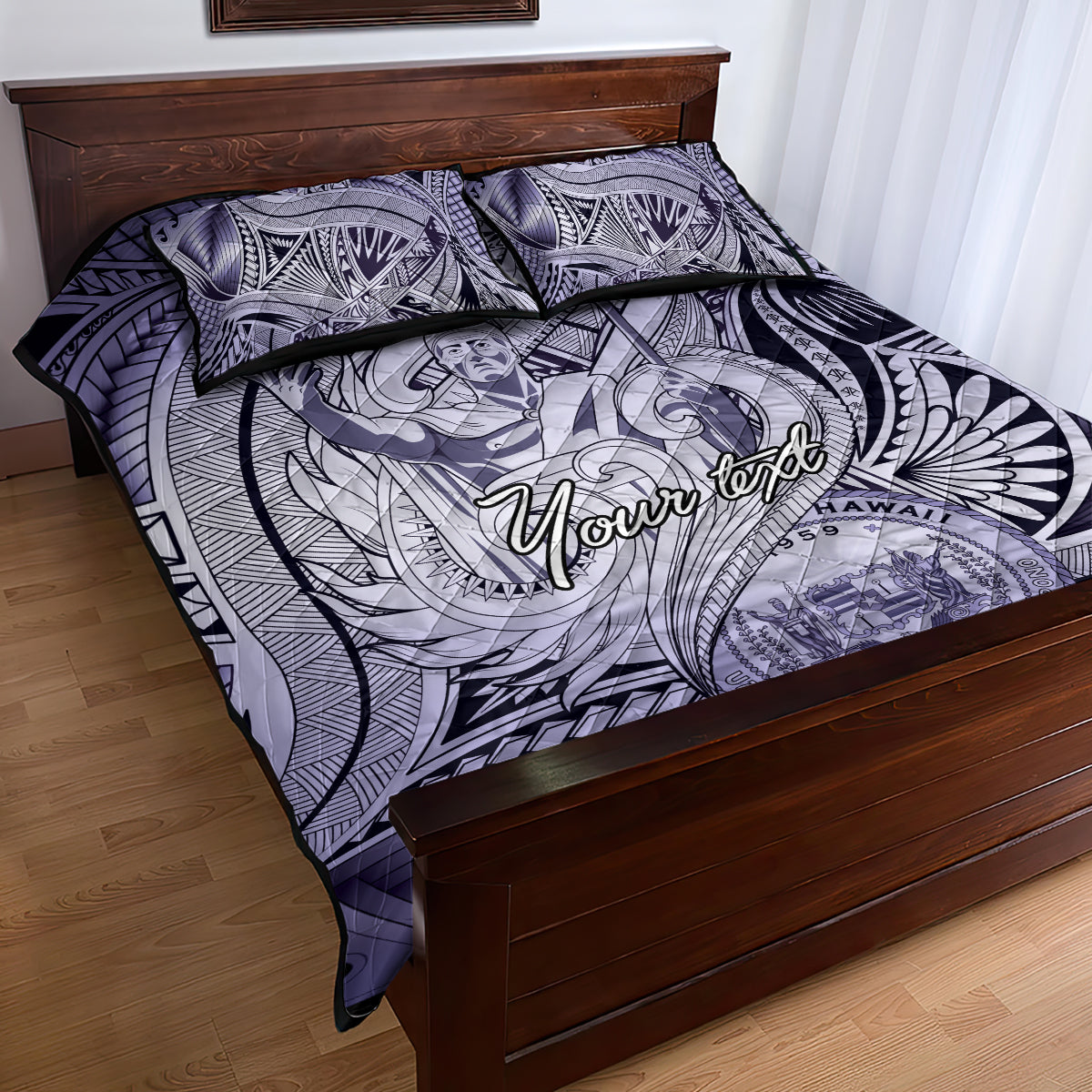 Personalised Aloha King Kamehameha Spirits Quilt Bed Set Violet Special LT9 - Polynesian Pride