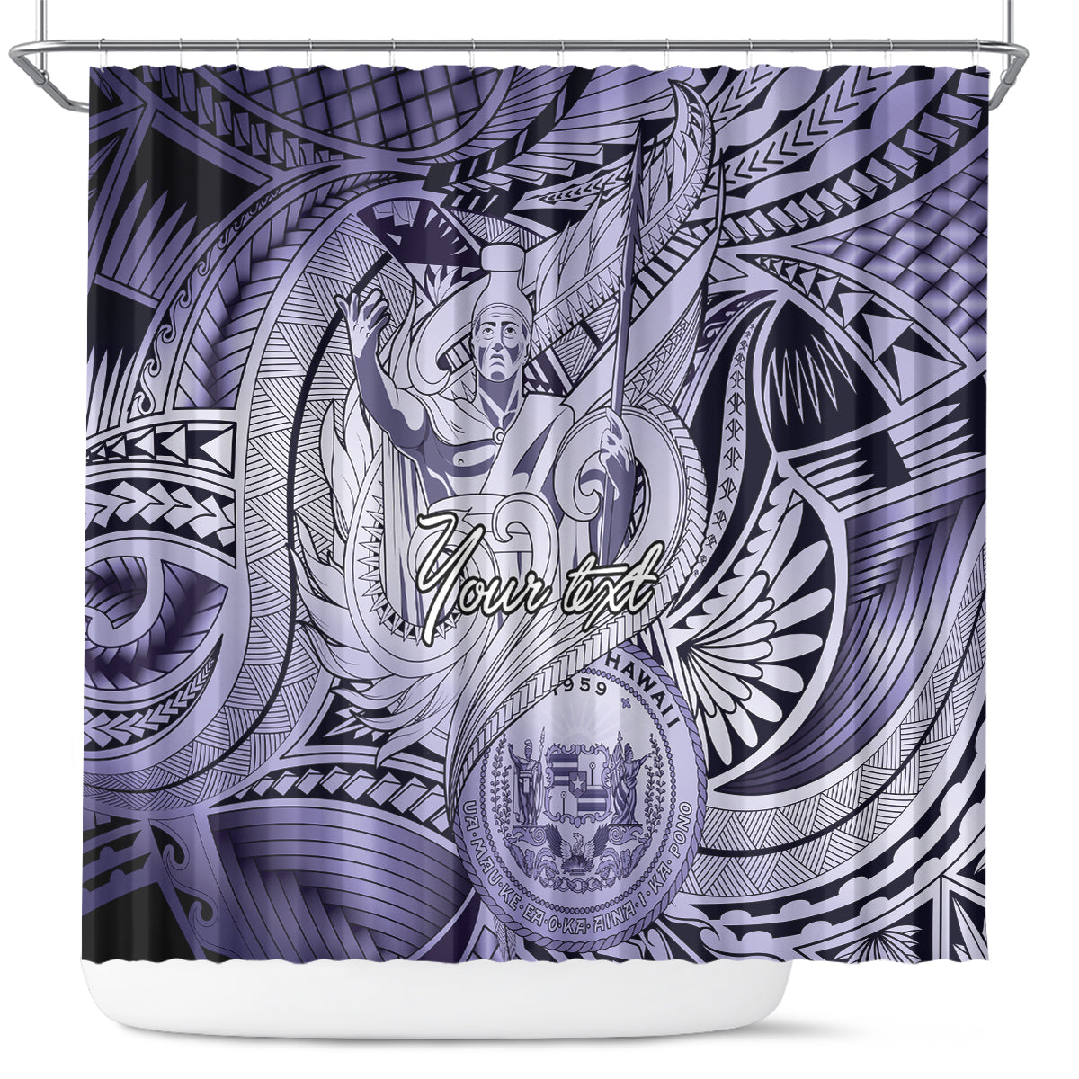 Personalised Aloha King Kamehameha Spirits Shower Curtain Violet Special