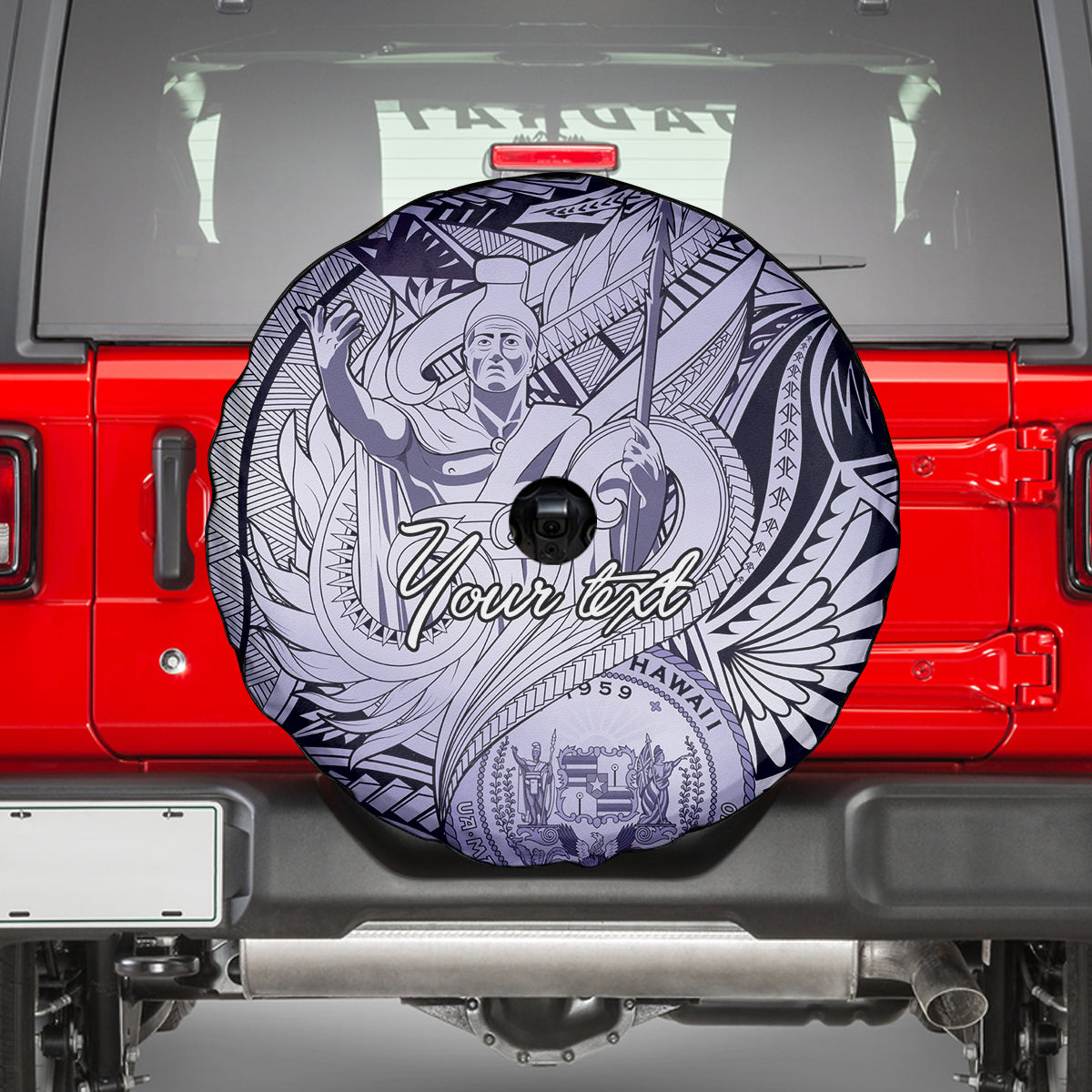 Personalised Aloha King Kamehameha Spirits Spare Tire Cover Violet Special LT9 - Polynesian Pride