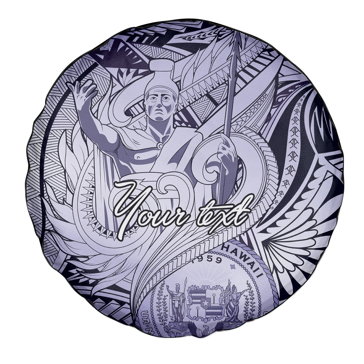 Personalised Aloha King Kamehameha Spirits Spare Tire Cover Violet Special LT9 - Polynesian Pride