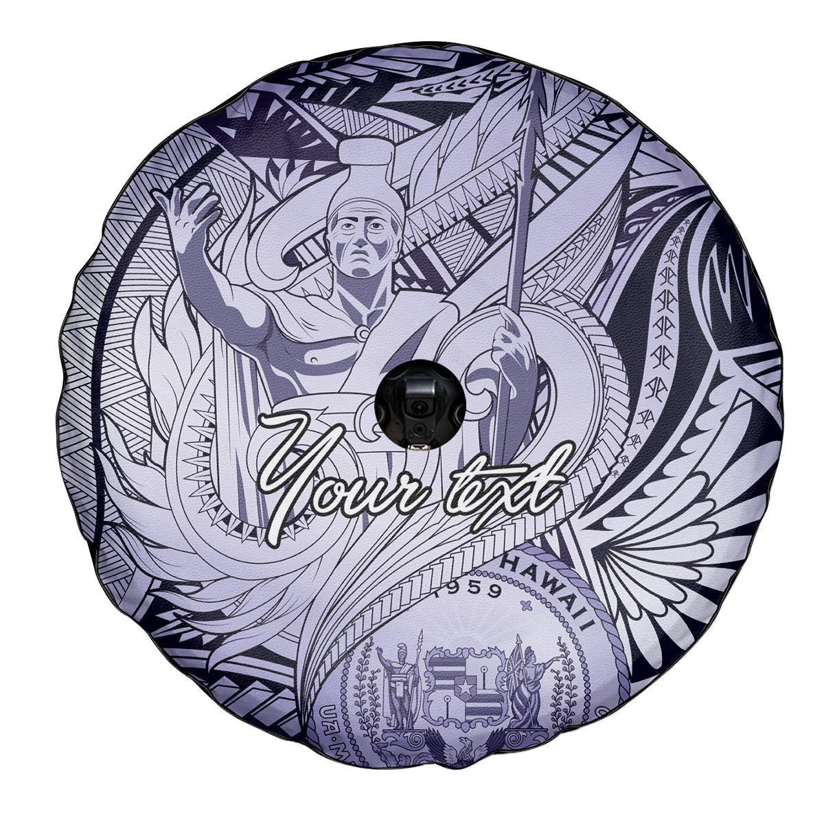 Personalised Aloha King Kamehameha Spirits Spare Tire Cover Violet Special LT9 - Polynesian Pride