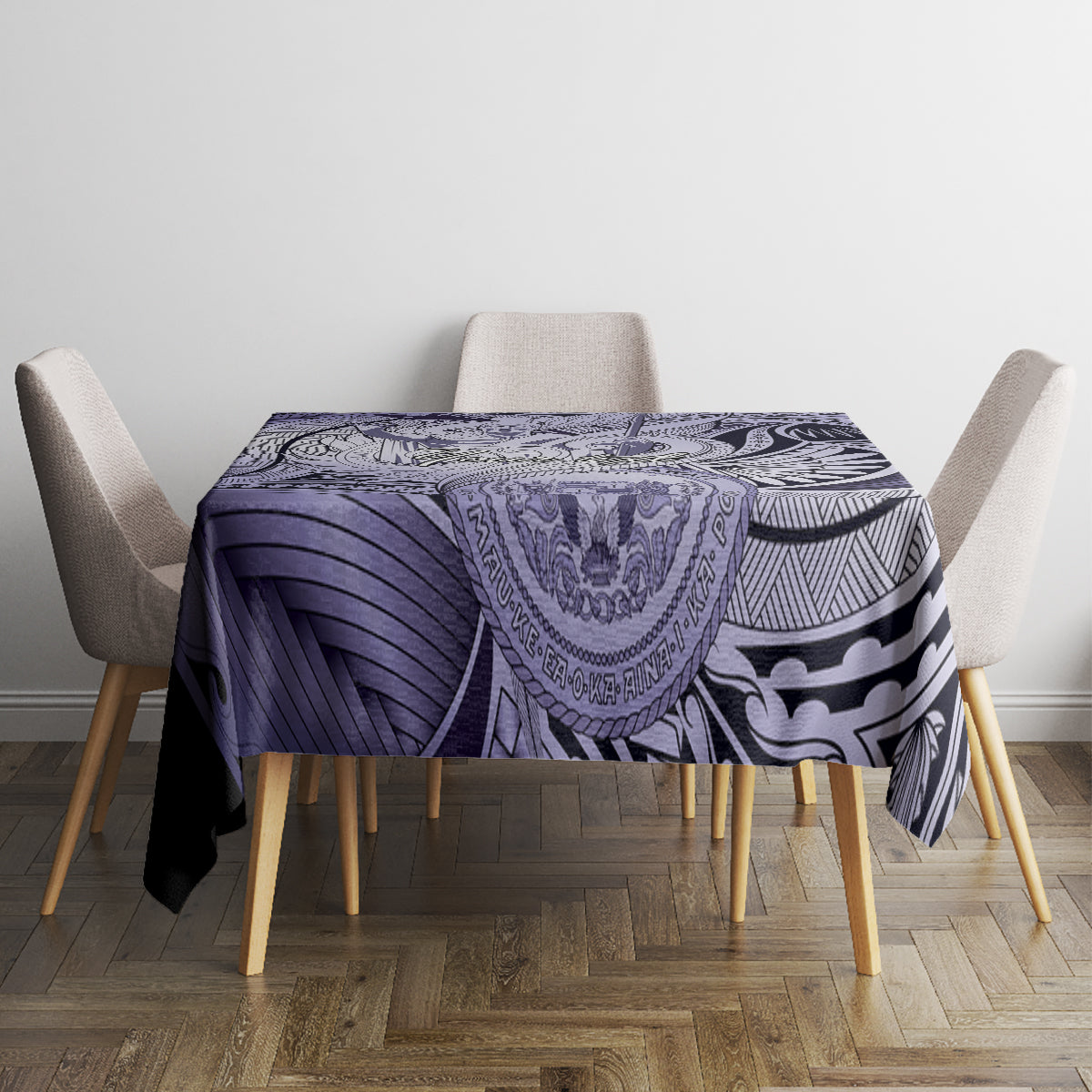 Personalised Aloha King Kamehameha Spirits Tablecloth Violet Special LT9 - Polynesian Pride
