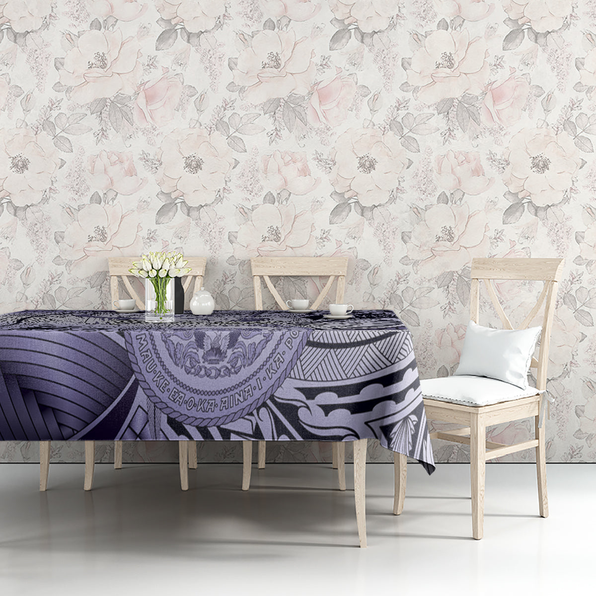 Personalised Aloha King Kamehameha Spirits Tablecloth Violet Special LT9 - Polynesian Pride