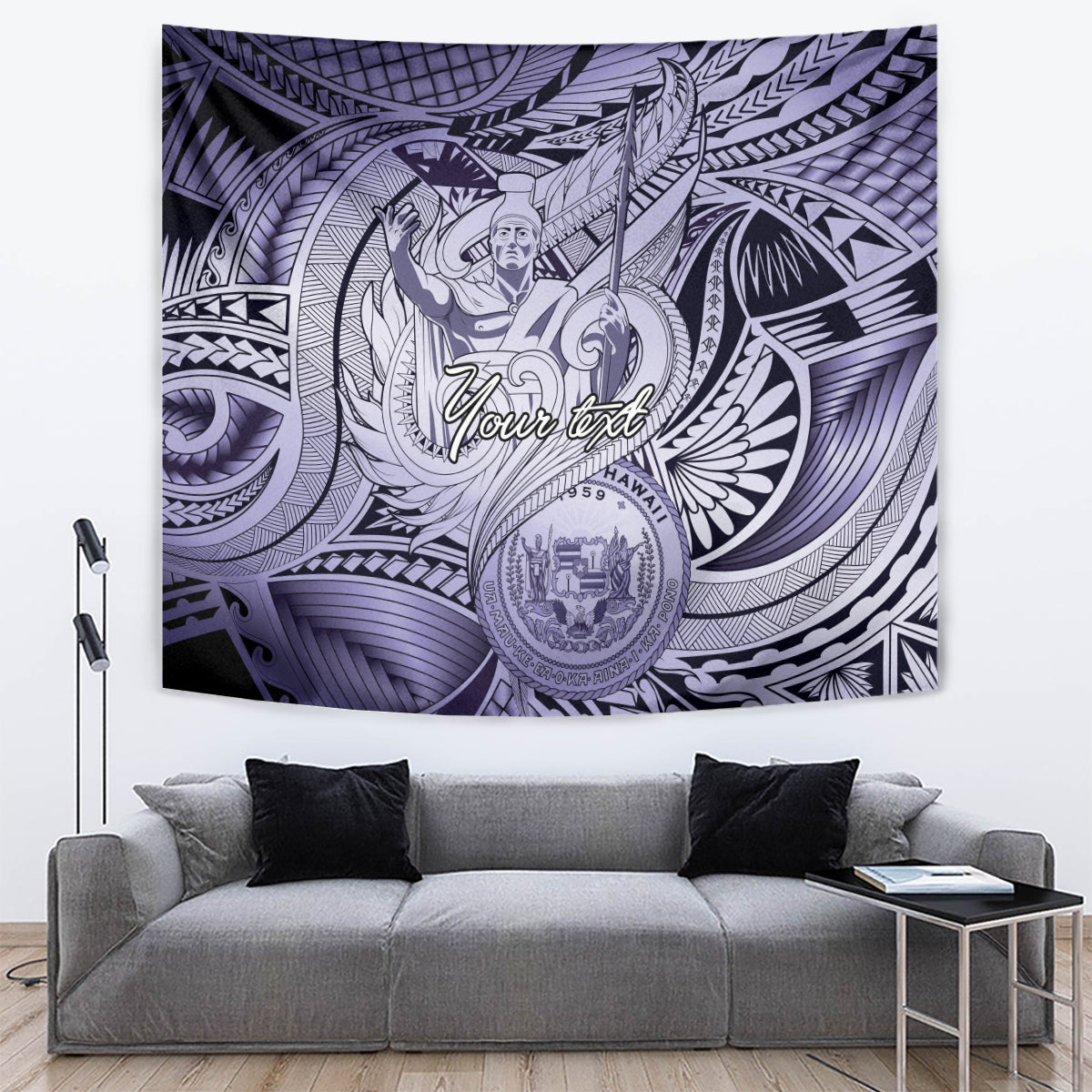 Personalised Aloha King Kamehameha Spirits Tapestry Violet Special LT9 Violet - Polynesian Pride