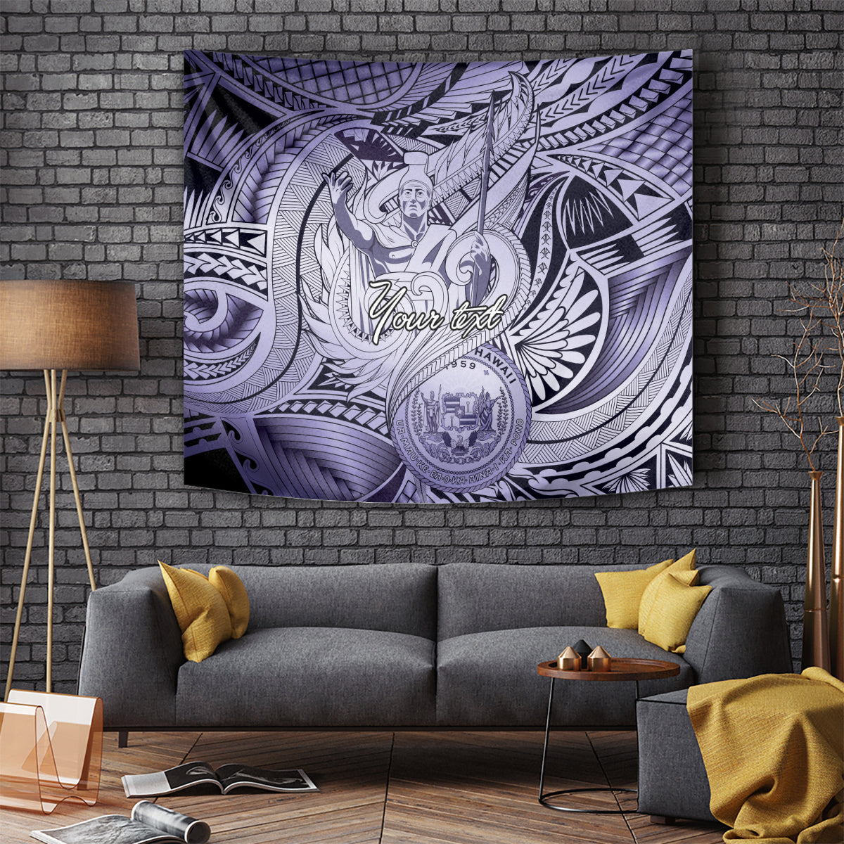 Personalised Aloha King Kamehameha Spirits Tapestry Violet Special LT9 - Polynesian Pride