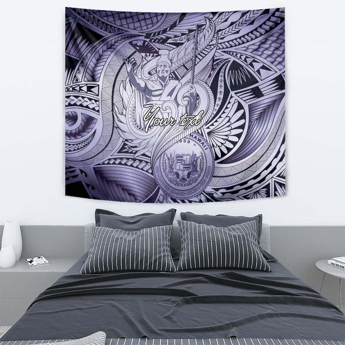 Personalised Aloha King Kamehameha Spirits Tapestry Violet Special LT9 - Polynesian Pride