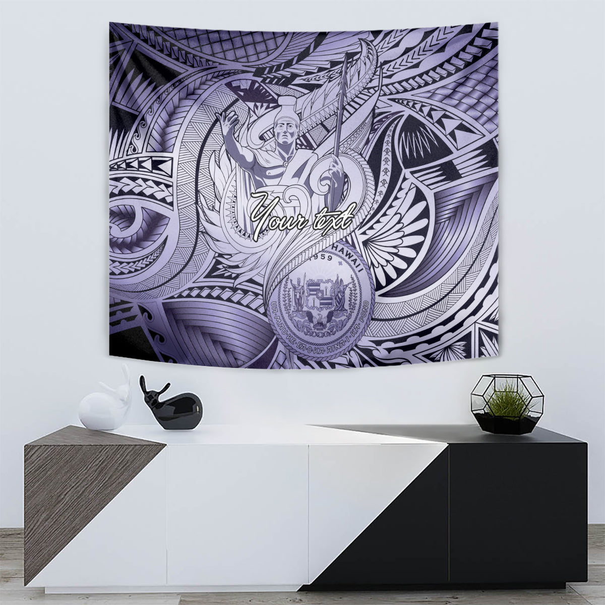 Personalised Aloha King Kamehameha Spirits Tapestry Violet Special LT9 - Polynesian Pride