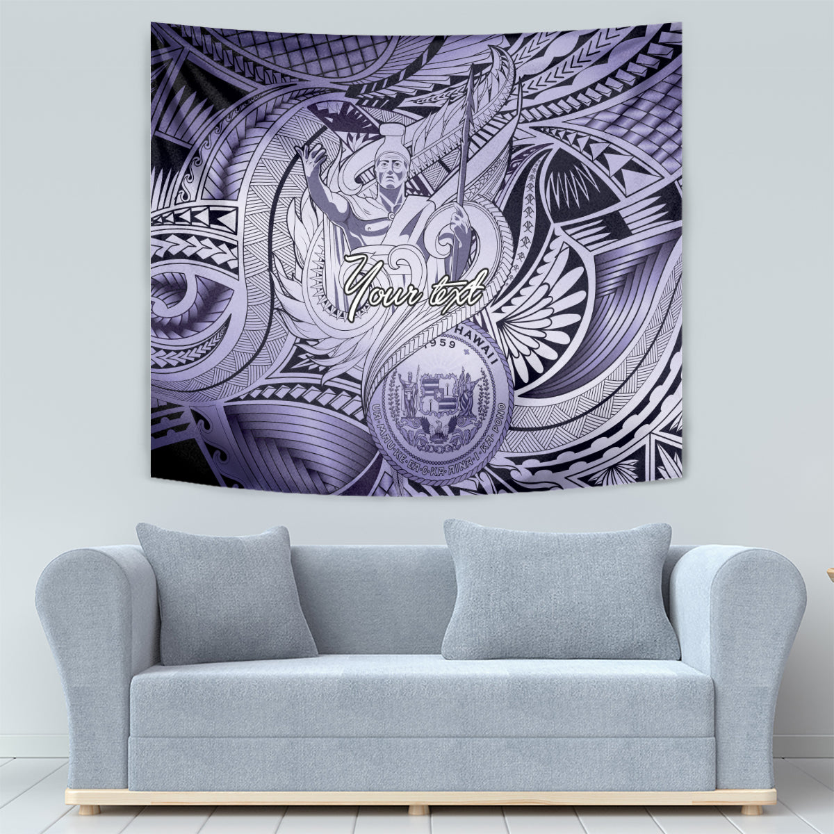Personalised Aloha King Kamehameha Spirits Tapestry Violet Special LT9 - Polynesian Pride