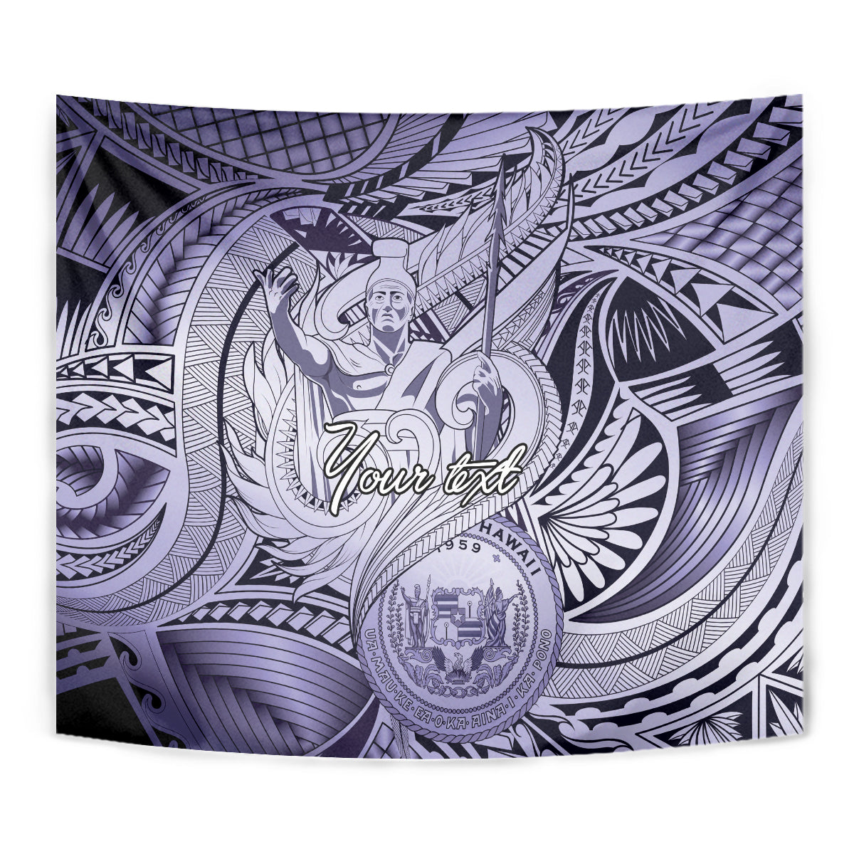 Personalised Aloha King Kamehameha Spirits Tapestry Violet Special LT9 - Polynesian Pride