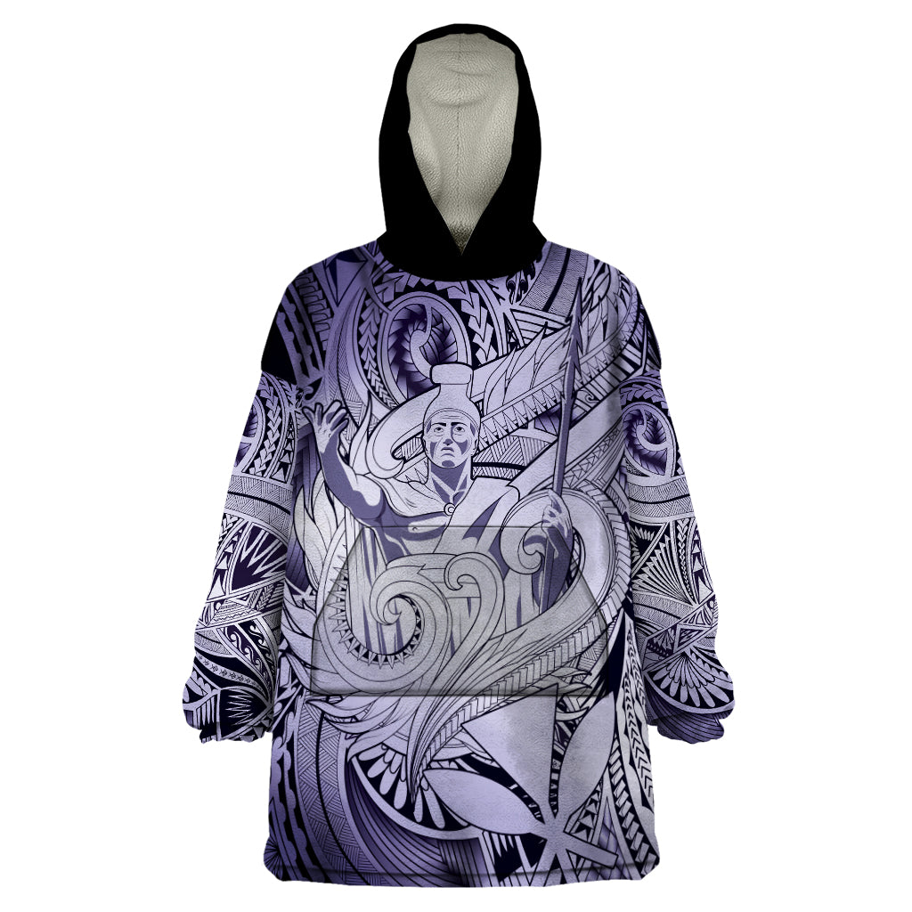 Personalised Aloha King Kamehameha Spirits Wearable Blanket Hoodie Violet Special LT9 One Size Violet - Polynesian Pride