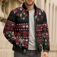 Fiji Masi Bula Tagimoucia Flowers Bomber Puffer Jacket - Polynesian Pride