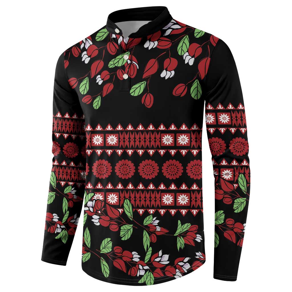 Fiji Masi Bula Tagimoucia Flowers Button Sweatshirt