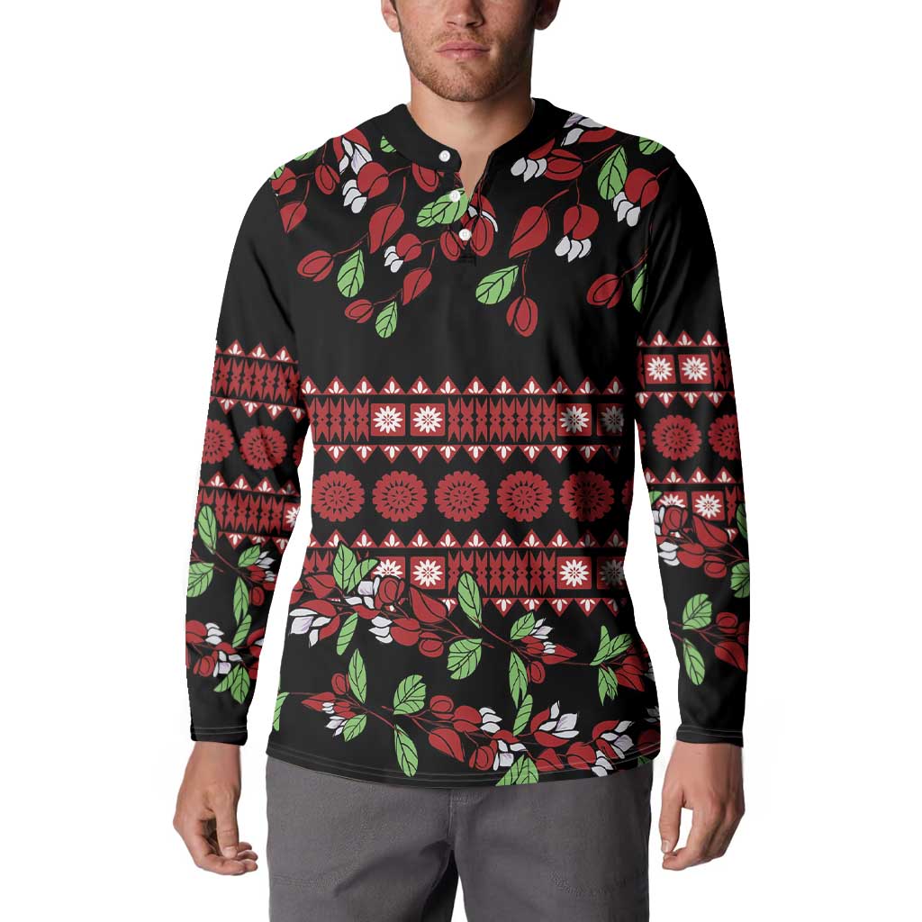 Fiji Masi Bula Tagimoucia Flowers Button Sweatshirt