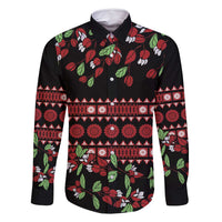 Fiji Masi Bula Tagimoucia Flowers Family Matching Long Sleeve Bodycon Dress and Hawaiian Shirt