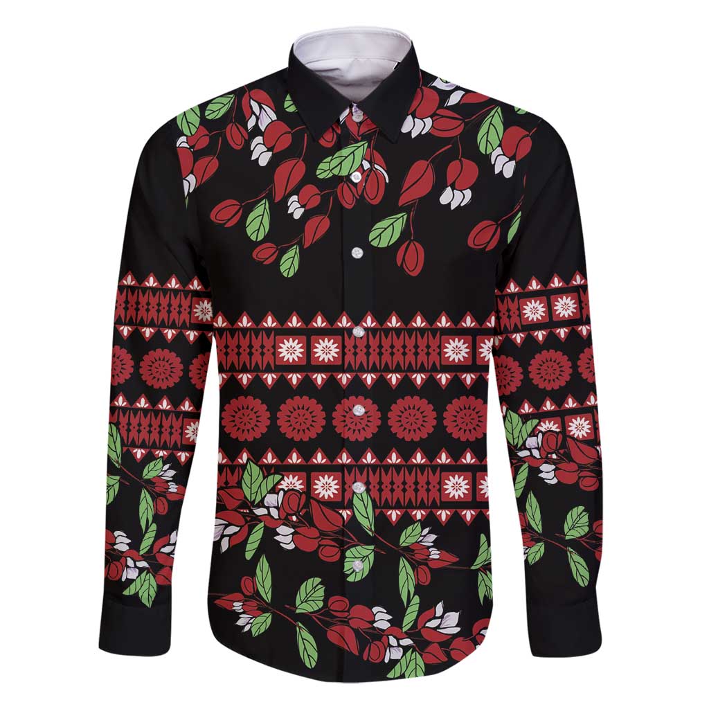 Fiji Masi Bula Tagimoucia Flowers Family Matching Mermaid Dress and Hawaiian Shirt