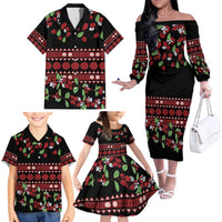 Fiji Masi Bula Tagimoucia Flowers Family Matching Off The Shoulder Long Sleeve Dress and Hawaiian Shirt
