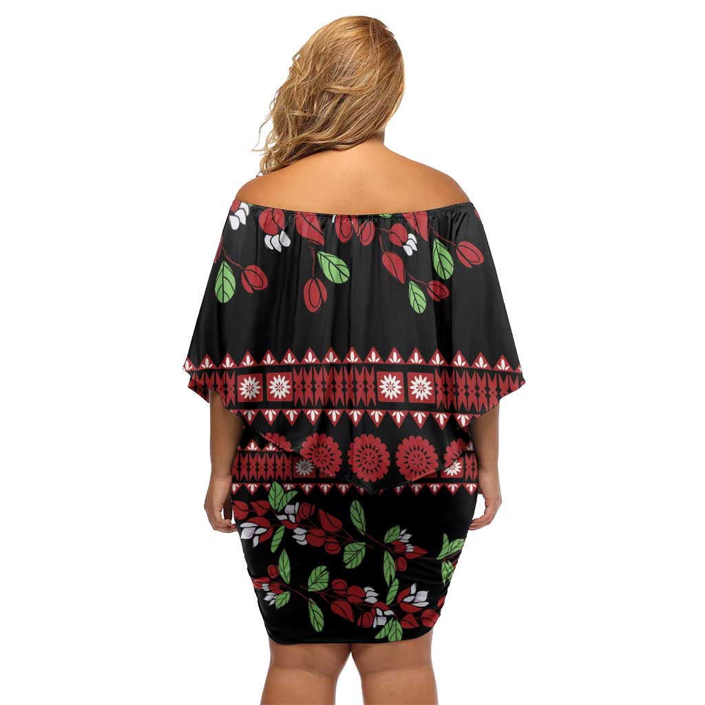 Fiji Masi Bula Tagimoucia Flowers Family Matching Off Shoulder Short Dress and Hawaiian Shirt