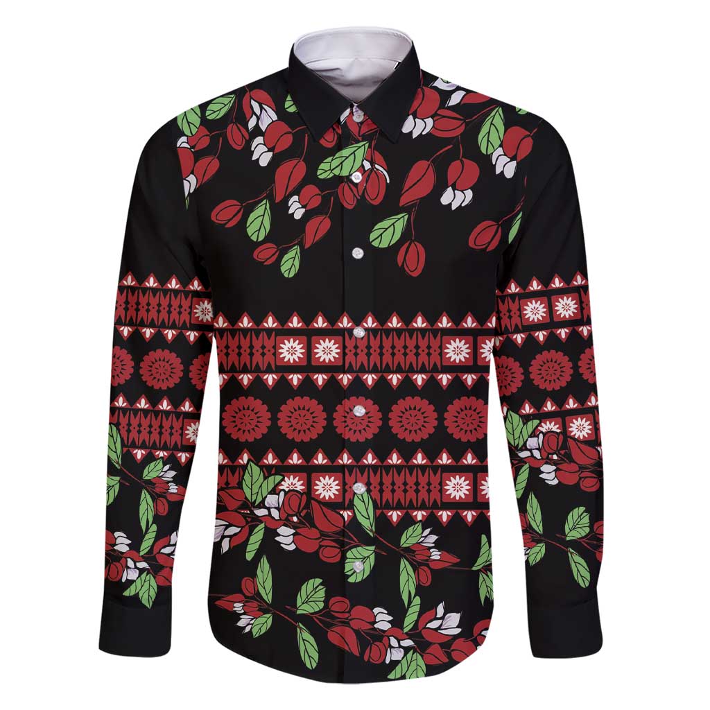 Fiji Masi Bula Tagimoucia Flowers Family Matching Short Sleeve Bodycon Dress and Hawaiian Shirt