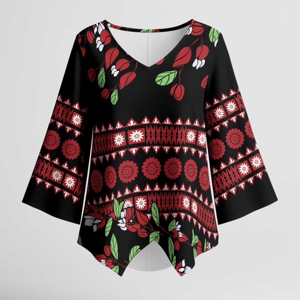 Fiji Masi Bula Tagimoucia Flowers Kimono Sleeve Blouse - Polynesian Pride