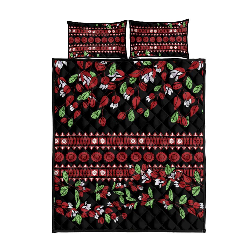 Fiji Masi Bula Tagimoucia Flowers Quilt Bed Set