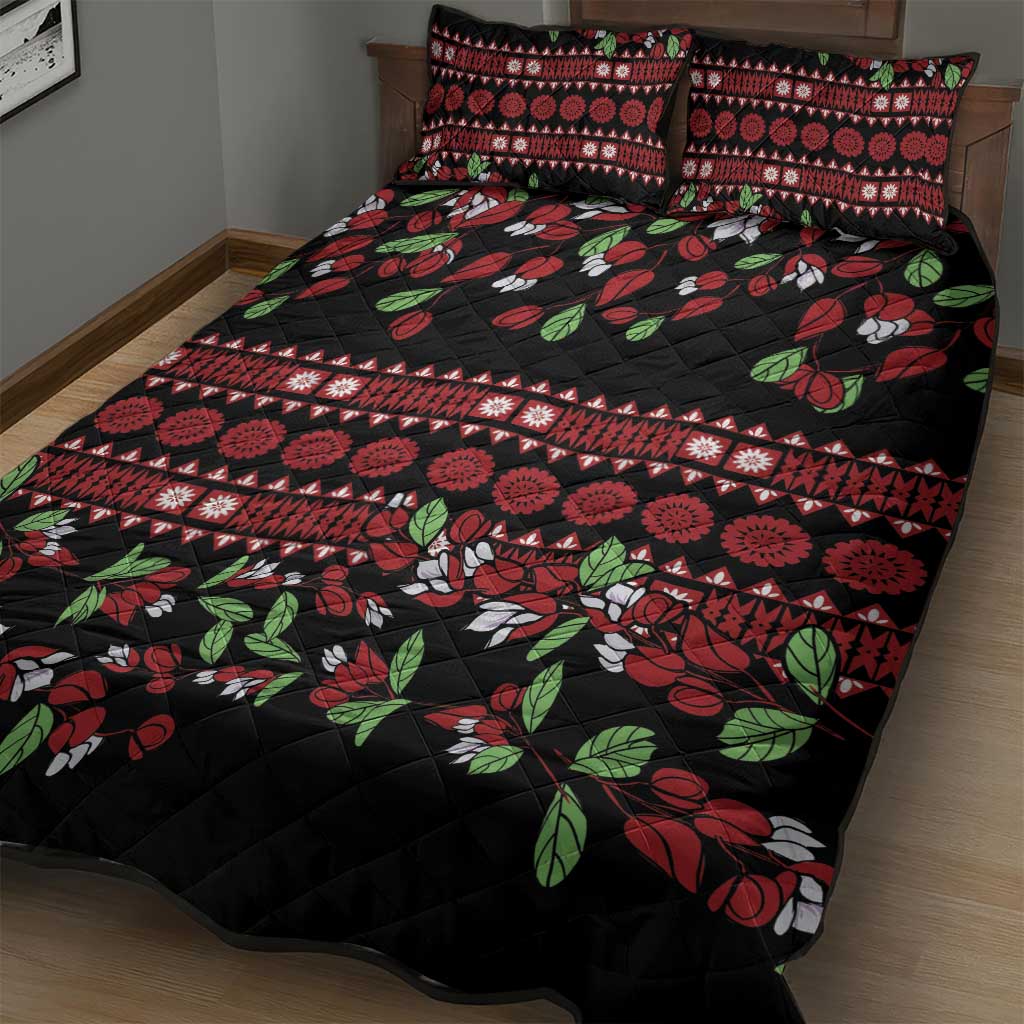 Fiji Masi Bula Tagimoucia Flowers Quilt Bed Set