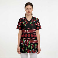 Fiji Masi Bula Tagimoucia Flowers Scrub Top - Polynesian Pride